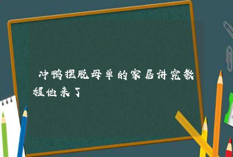 冲鸭摆脱母单的家居讲究教程他来了,第1张